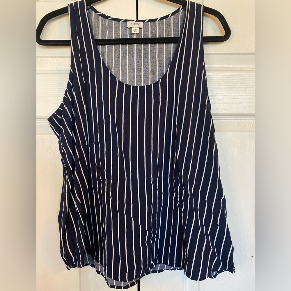 J Crew Navy Stripe XLarge Tank Top Sleeveless Blouse